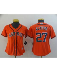Women's Houston Astros #27 Jose Altuve Orange Cool Base Stitched MLB Jersey(Run Small)