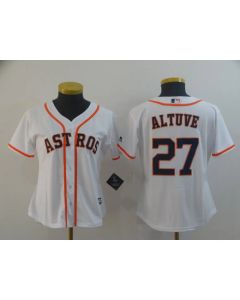 Women's Houston Astros #27 Jose Altuve White Cool Base Stitched MLB Jersey(Run Small)