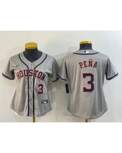 Women's Houston Astros #3 Jeremy Pena Gray Cool Base Stitched Baseball Jersey(Run Small) (Gray)