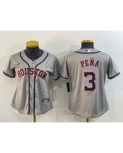 Women's Houston Astros #3 Jeremy Pena Gray Cool Base Stitched Baseball Jersey(Run Small)