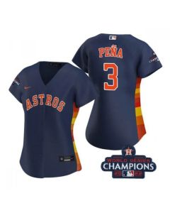 Women's Houston Astros #3 Jeremy Pena Navy 2022 World Series Champions Stitched Baseball Jersey(Run Small)