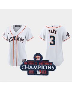 Women's Houston Astros #3 Jeremy Pena White 2022 World Series Champions Stitched Baseball Jersey(Run Small)