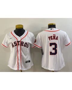 Women's Houston Astros #3 Jeremy Pena White With Patch Cool Base Stitched Baseball Jersey(Run Small) (White)