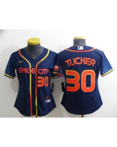 Women's Houston Astros #30 Kyle Tucker 2022 Navy City Connect Stitched Jersey(Run Small)