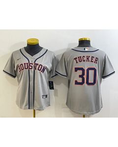 Women's Houston Astros #30 Kyle Tucker Gray Cool Base Stitched Baseball Jersey(Run Small)