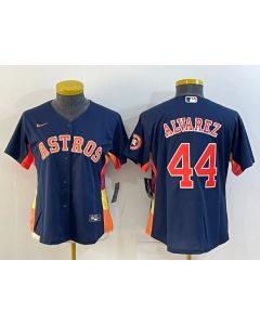 Women's Houston Astros #44 Yordan Alvarez Navy With Patch Cool Base Stitched Baseball Jersey(Run Small) (Navy)