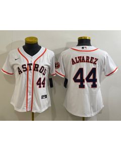 Women's Houston Astros #44 Yordan Alvarez White With Patch Cool Base Stitched Baseball Jersey(Run Small) (White)