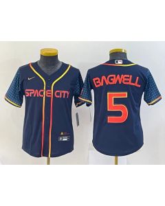Women's Houston Astros #5 Jeff Bagwell 2022 Navy City Connect Stitched Jersey(Run Small)