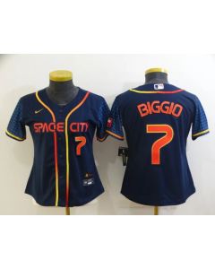 Women's Houston Astros #7 Craig Biggio 2022 Navy City Connect Stitched Jersey(Run Small)