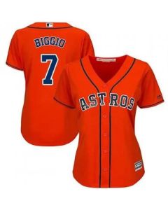Women's Houston Astros #7 Craig Biggio Orange Cool Base Stitched MLB Jersey(Run Small)