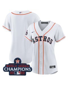 Women's Houston Astros Blank White 2022 World Series Champions Cool Base Stitched Baseball Jersey(Run Small)