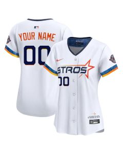 Women's Houston Astros Custom White 2025 City Connect Limited Stitched Baseball Jersey (White)