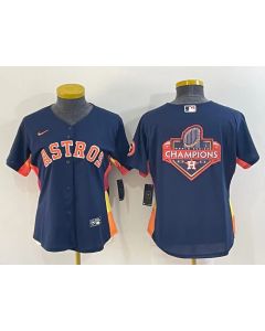 Women's Houston Astros Navy 2022 World Series Champions Team Big Logo Cool Base Stitched Baseball Jersey(Run Small)