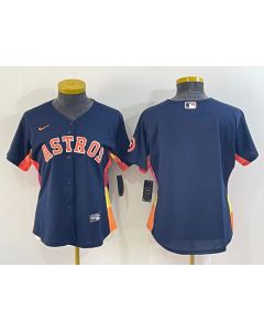 Women's Houston Astros Navy With Patch Cool Base Stitched Baseball Jersey(Run Small)