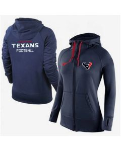 Women's Houston Texans Full-Zip Performance Hoodie Dark Blue