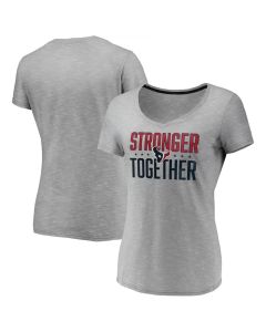 Women's Houston Texans Gray Stronger Together Space Dye V-Neck T-Shirt(Run Small)