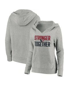 Women's Houston Texans Heather Gray Stronger Together Crossover Neck Pullover Hoodie(Run Small)