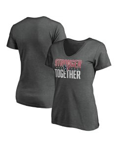 Women's Houston Texans Heather Stronger Together Space Dye V-Neck T-Shirt(Run Small)