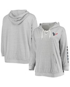 Women's Houston Texans Heathered Gray Lace-Up Pullover Hoodie