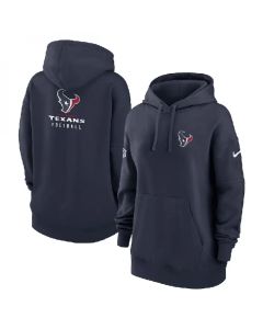 Women's Houston Texans Navy Sideline Club Fleece Pullover Hoodie(Run Small)