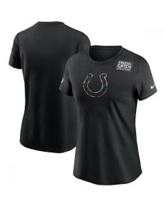 Women's Indianapolis Colts 2020 Black Sideline Crucial Catch Performance T-Shirt(Run Small)
