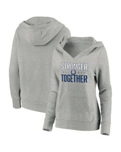 Women's Indianapolis Colts Heather Gray Stronger Together Crossover Neck Pullover Hoodie(Run Small)