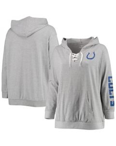 Women's Indianapolis Colts Heathered Gray Lace-Up Pullover Hoodie