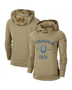 Women's Indianapolis Colts Khaki 2019 Salute to Service Therma Pullover Hoodie(Run Small)