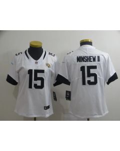 Women's Jacksonville Jaguars #15 Gardner Minshew II White Vapor Untouchable Stitched NFL Jersey(Run Small)