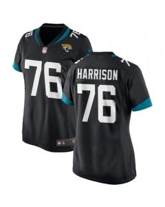 Women's Jacksonville Jaguars #76 Anton Harrison Black 2023 Draft Stitched Jersey(Run Small)