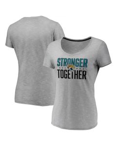 Women's Jacksonville Jaguars Gray Stronger Together Space Dye V-Neck T-Shirt(Run Small)