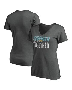 Women's Jacksonville Jaguars Heather Stronger Together Space Dye V-Neck T-Shirt(Run Small)