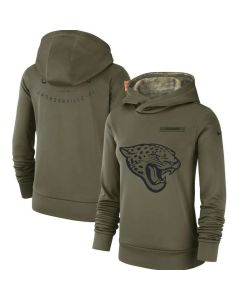 Women's Jacksonville Jaguars Olive Salute to Service Team Logo Performance Pullover NFL Hoodie