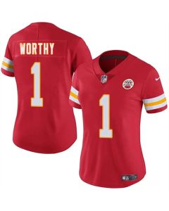 Women's Kansas City Chiefs #1 Xavier Worthy Red 2024 Draft Vapor Untouchable Limited Stitched Jersey(Run Small)