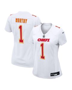 Women's Kansas City Chiefs #1 Xavier Worthy Tundra White Fashion Game Jersey (White)