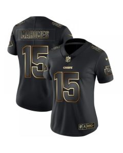 Women's Kansas City Chiefs #15 Patrick Mahomes 2019 Black Gold Edition Stitched NFL Jersey(Run Small)