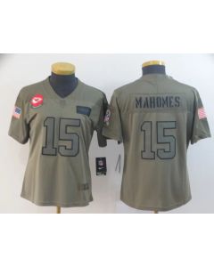 Women's Kansas City Chiefs #15 Patrick Mahomes 2019 Camo Salute To Service Limited Stitched NFL Jersey(Run Small)