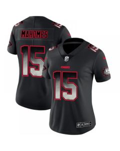 Women's Kansas City Chiefs #15 Patrick Mahomes Black 2019 Smoke Fashion Limited Stitched NFL Jersey(Run Small)