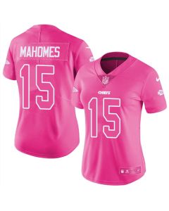 Women's Kansas City Chiefs #15 Patrick Mahomes Pink Vapor Untouchable Limited Stitched NFL Jersey(Run Small)
