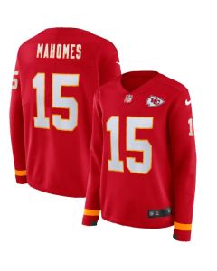 Women's Kansas City Chiefs #15 Patrick Mahomes Red Therma Long Sleeve Stitched NFL Jersey