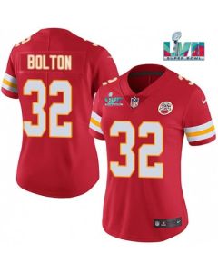 Women's Kansas City Chiefs #32 Nick Bolton Red Super Bowl LVII Patch Vapor Stitched Jersey(Run Small)