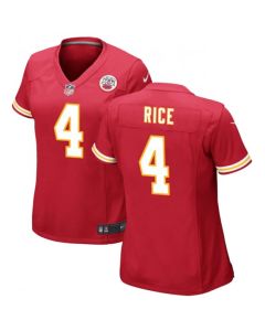 Women's Kansas City Chiefs #4 Rashee Rice Red Stitched Jersey(Run Small)