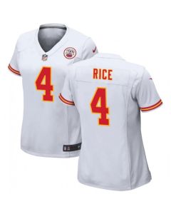 Women's Kansas City Chiefs #4 Rashee Rice White Stitched Jersey(Run Small)