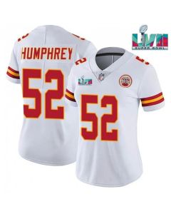 Women's Kansas City Chiefs #52 Creed Humphrey White Super Bowl LVII Patch Vapor Stitched Jersey(Run Small)