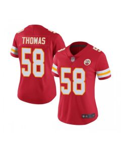 Women's Kansas City Chiefs #58 Derrick Thomas Red Vapor Stitched Jersey(Run Small)