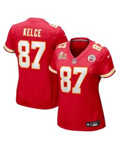 Women's Kansas City Chiefs #87 Travis Kelce Red Super Bowl LIX Game Jersey (Red)
