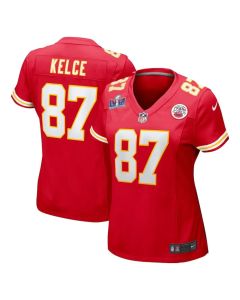 Women's Kansas City Chiefs #87 Travis Kelce Red Super Bowl LVIII Game Jersey