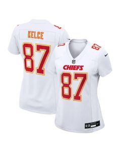 Women's Kansas City Chiefs #87 Travis Kelce Tundra White Fashion Game Jersey (White)