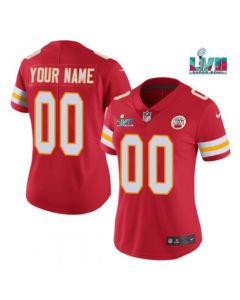 Women's Kansas City Chiefs Active Player Custom Red Super Bowl LVII Patch Vapor Stitched Jersey(Run Small)