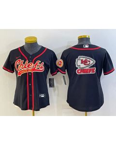 Women's Kansas City Chiefs Black Team Big Logo With Patch Cool Base Stitched Baseball Jersey(Run Small)